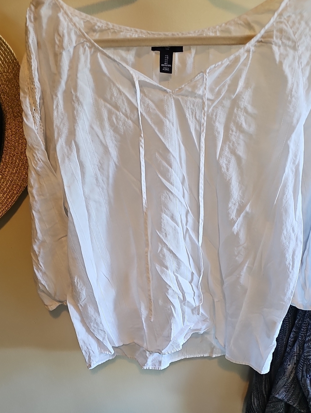 GAP White Peasant Tie-Neck Blouse